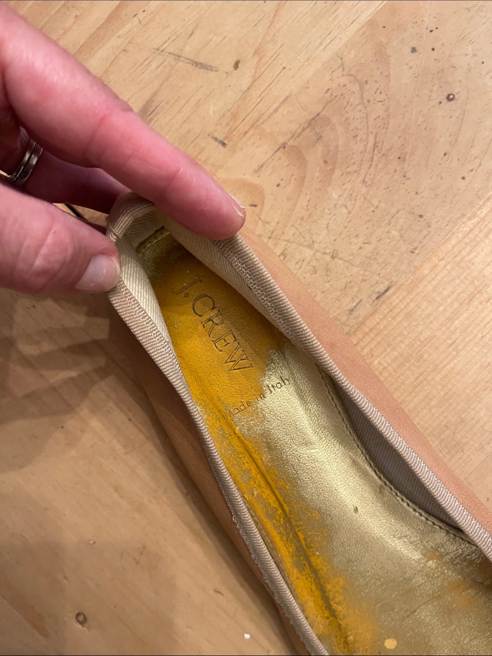 J. Crew Leather Ballet Flats in Camel with Gold Insole - Picture 2 of 6